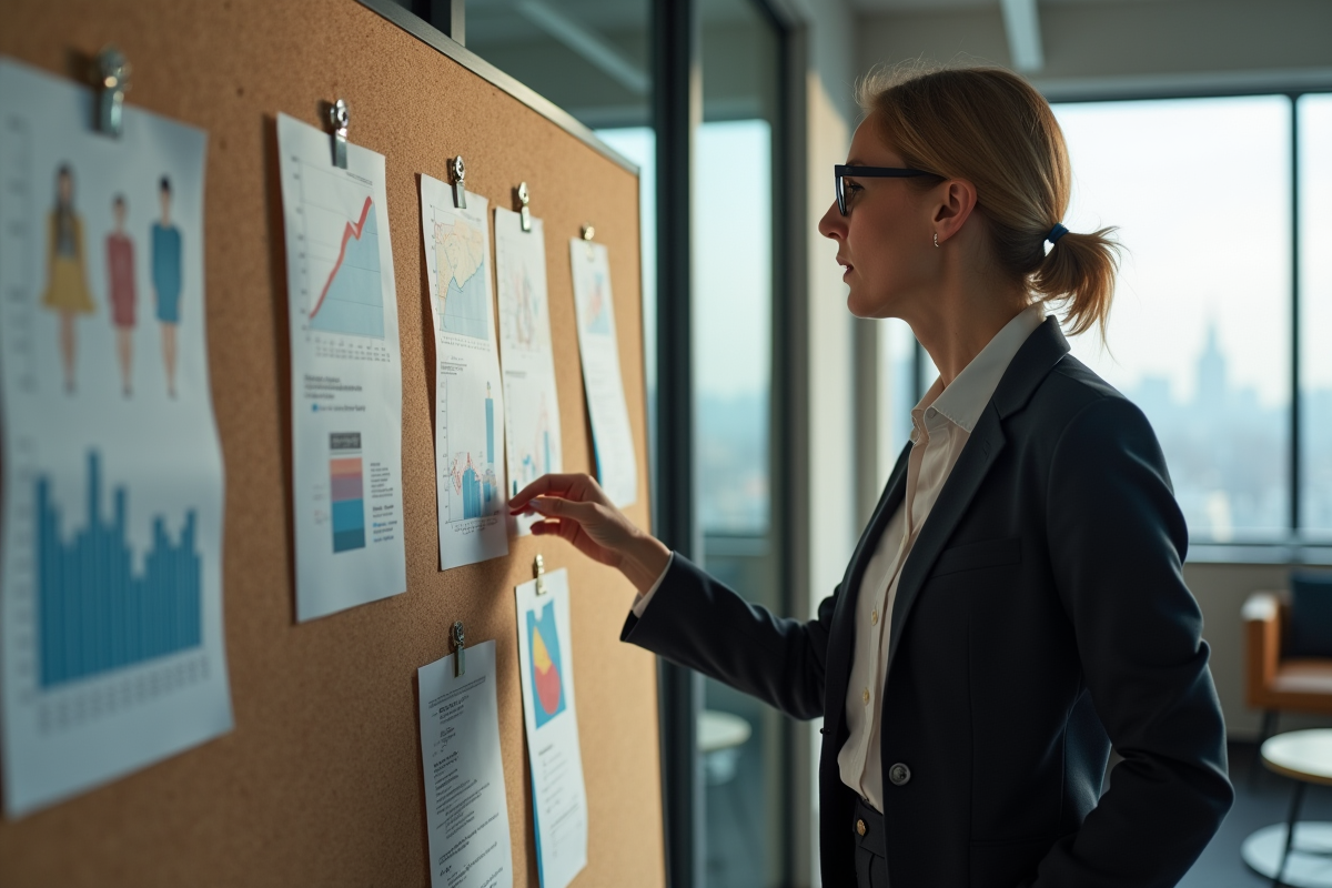 Analyste de mode étudiant des échantillons et graphiques