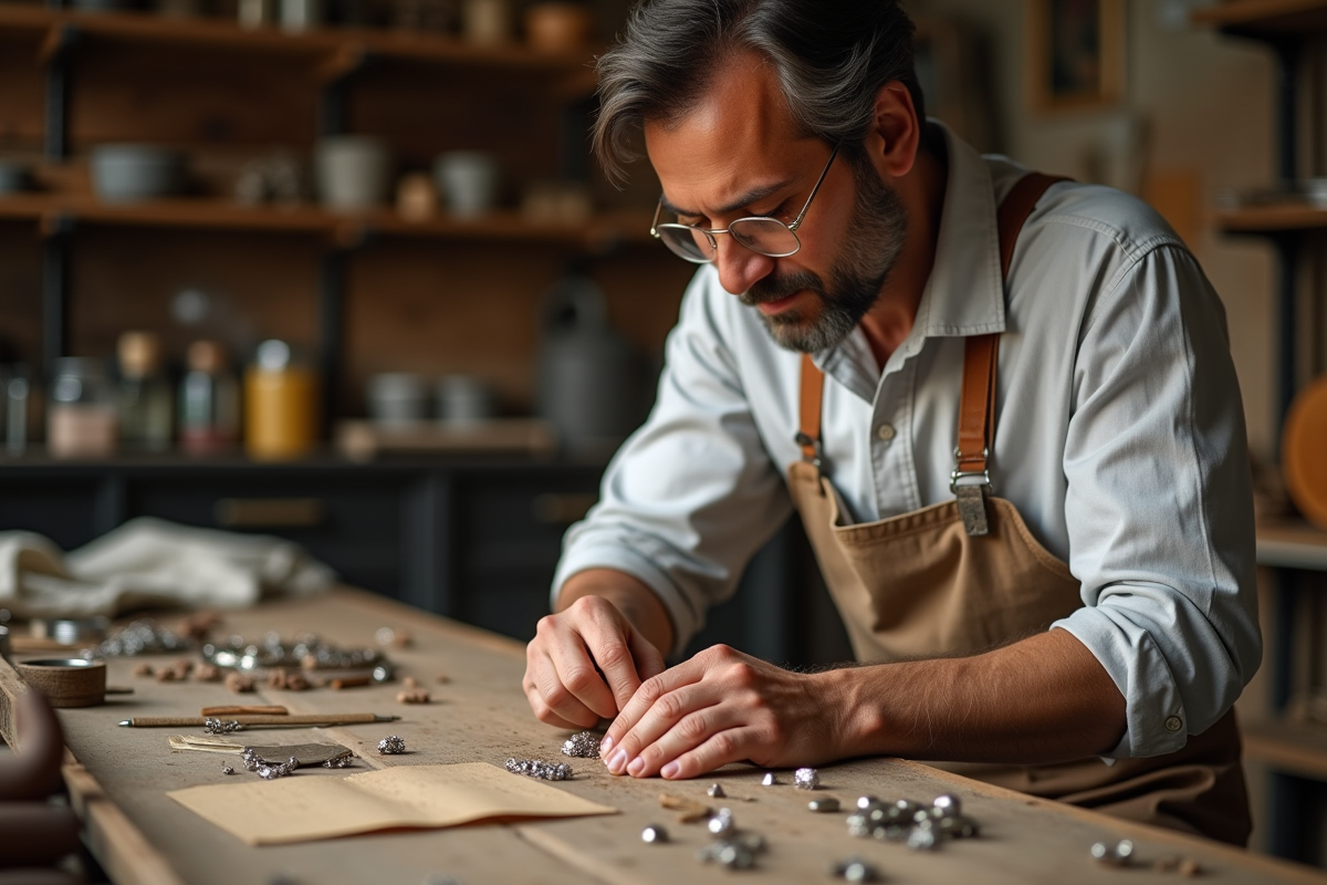 Artisan jeune crée un bracelet Cece dans son atelier lumineux