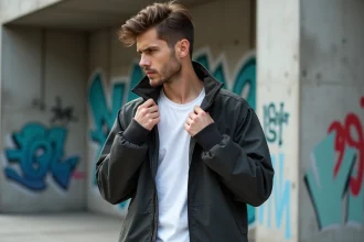 Homme en streetwear décontracté en ville