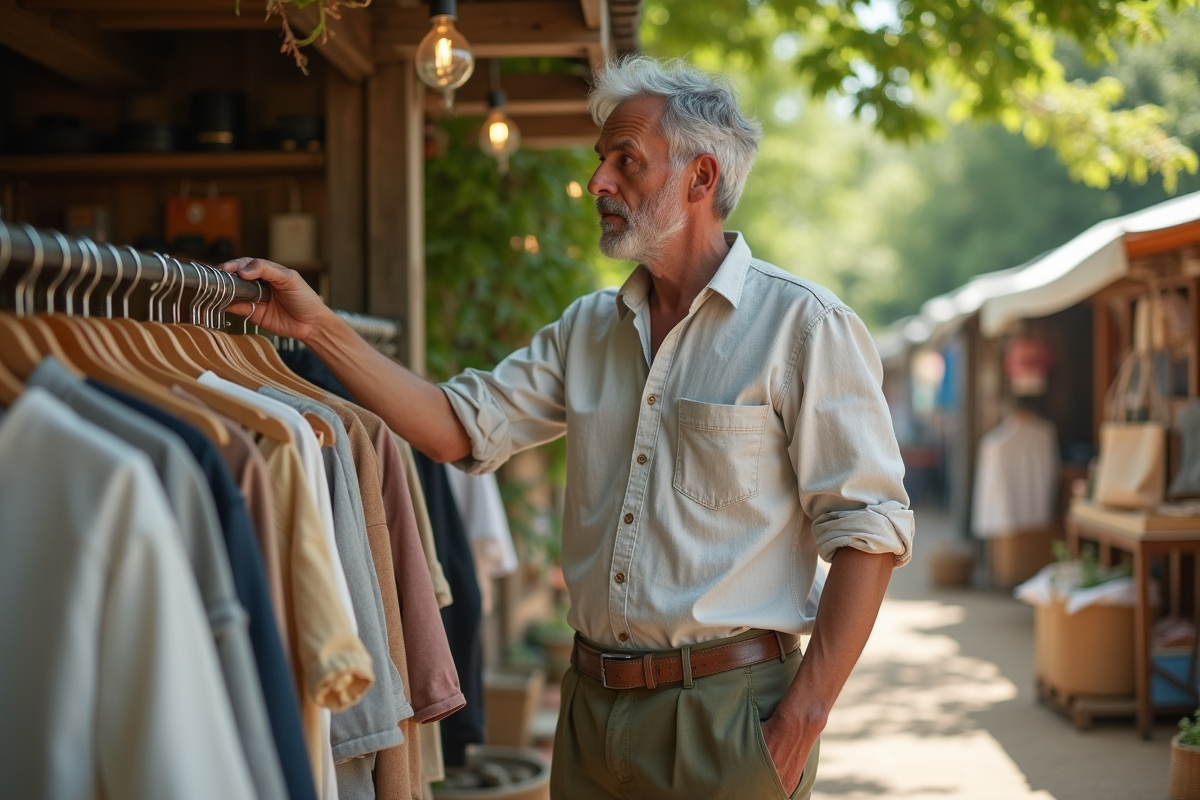 Homme regardant des vêtements d
