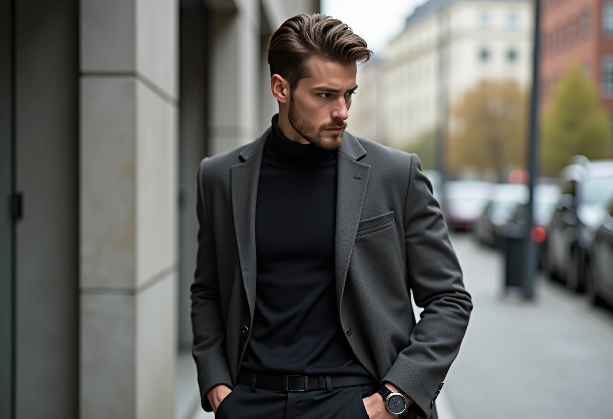 Jeune homme en extérieur regardant sa montre minimaliste