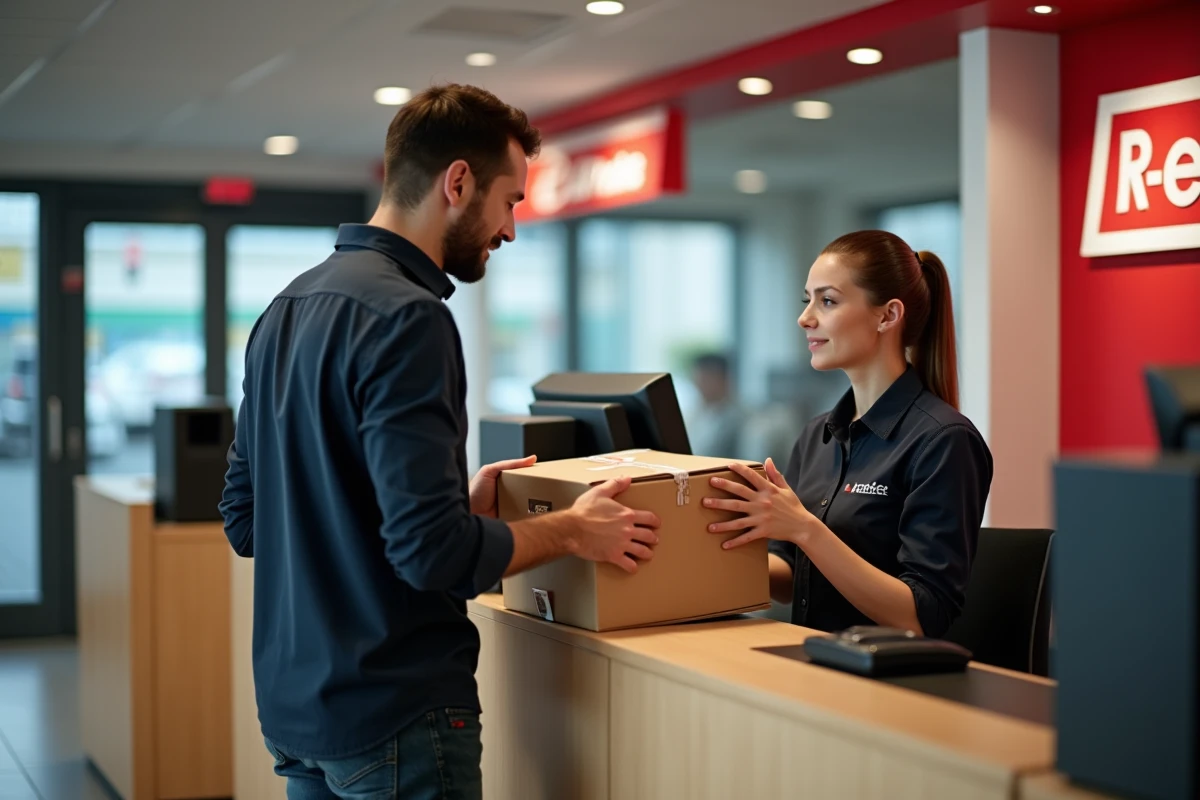 Client déposant un colis retour en bureau de poste pour un retour Only-trend