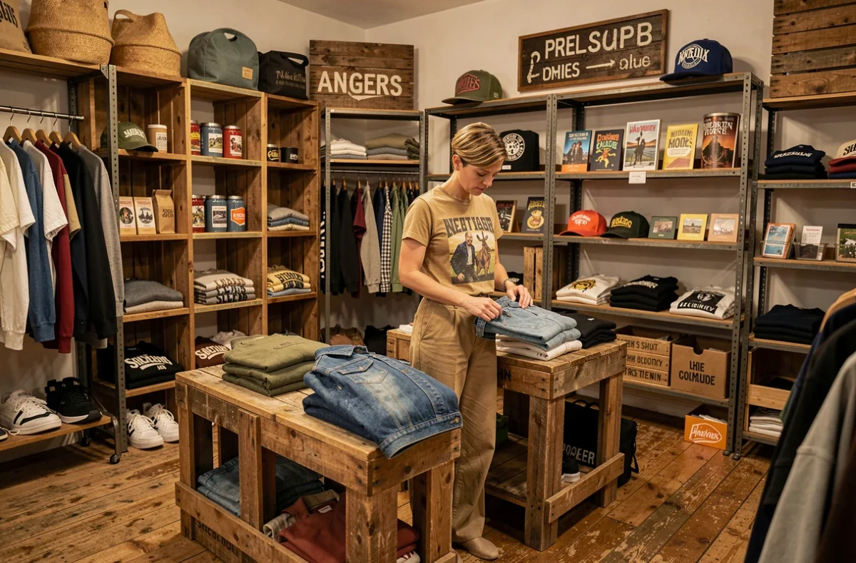 Intérieur du magasin Tôpette Magasin Général à Angers avec vêtements et accessoires lifestyle